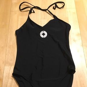 Black Halter One Piece Swim Suit